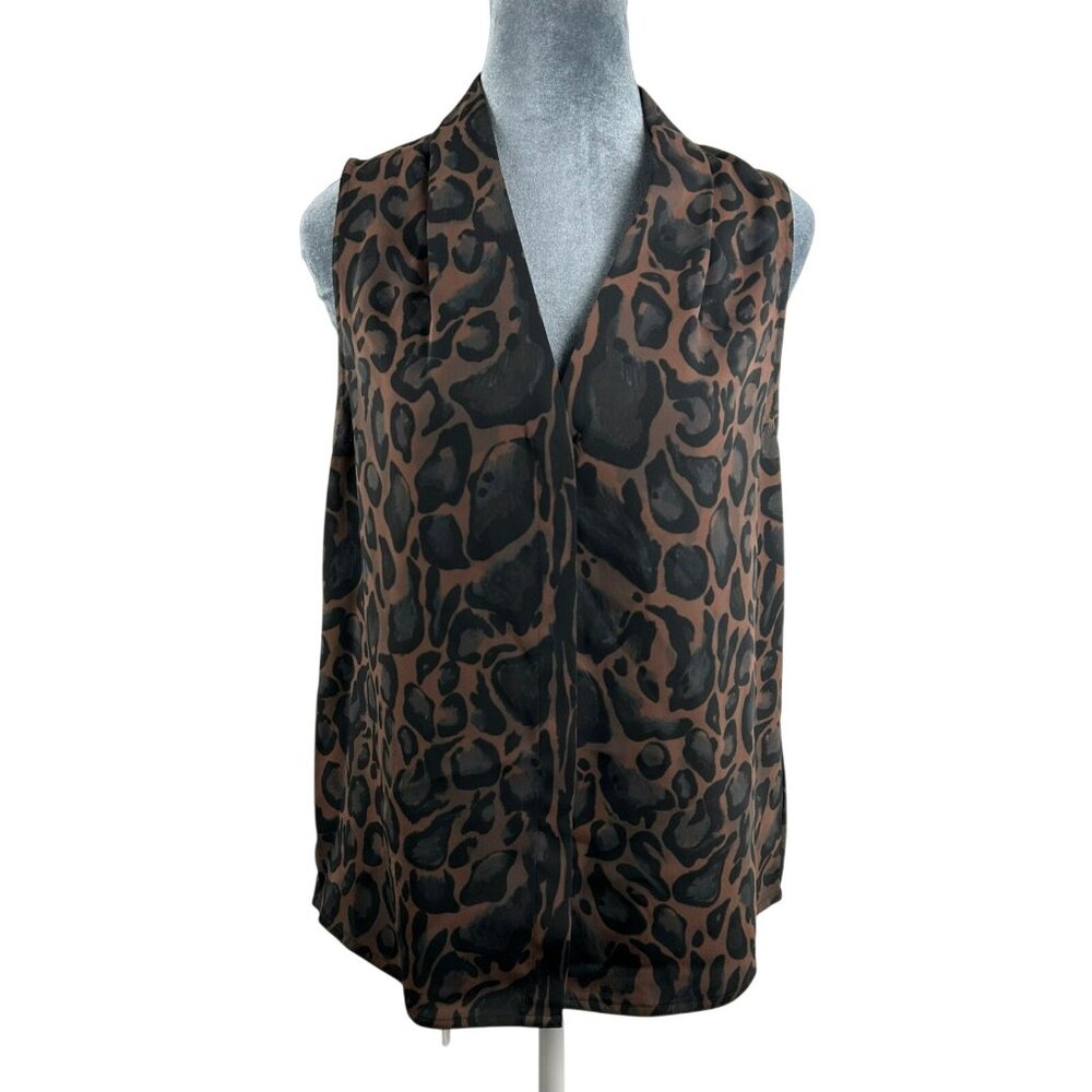 Babaton Women's Small Akira Blouse Sleeveless Top Leopard Print